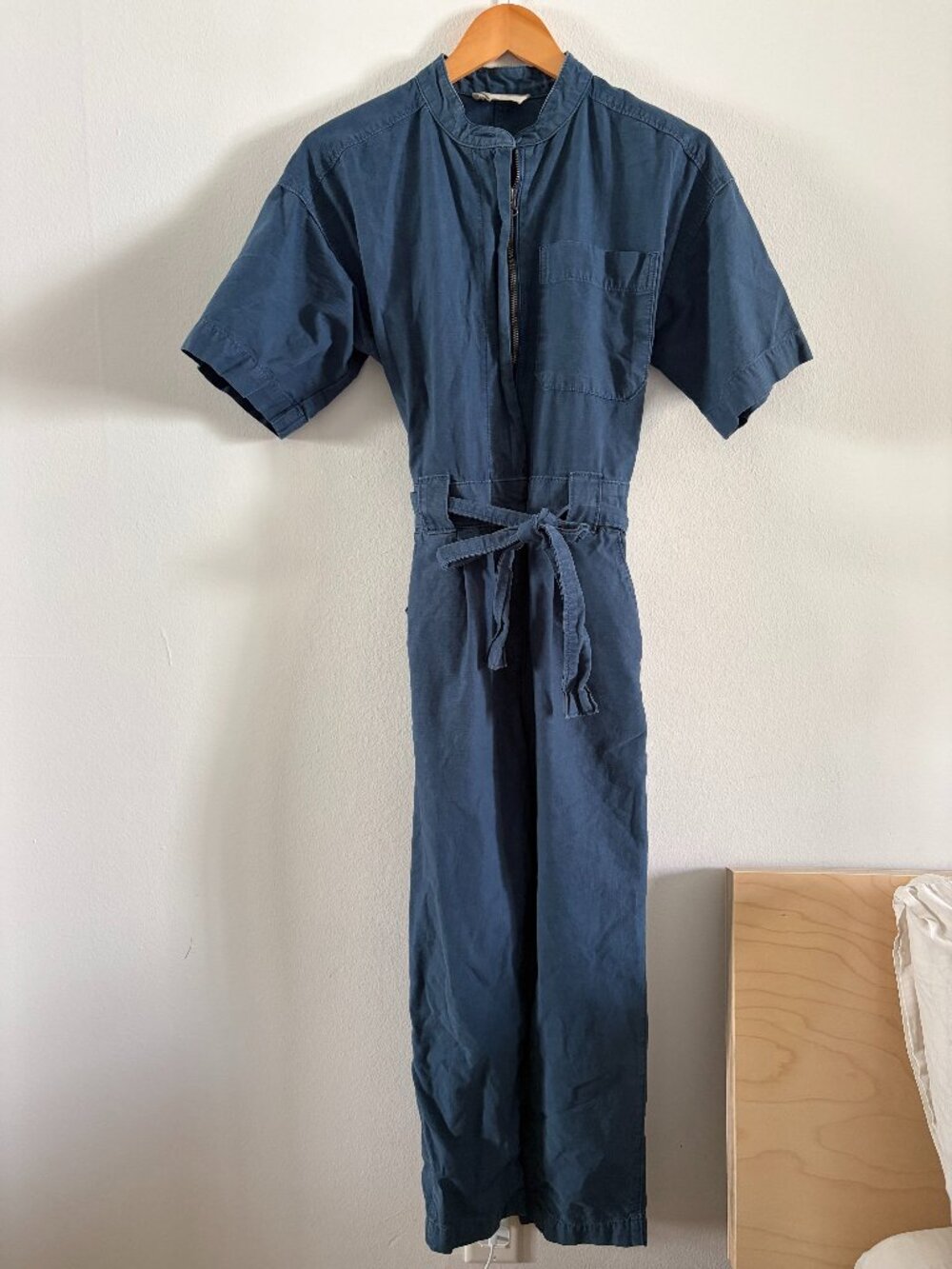 Everlane Organic Cotton Utility Jumpsuit Navy Short Sleeve Size 0